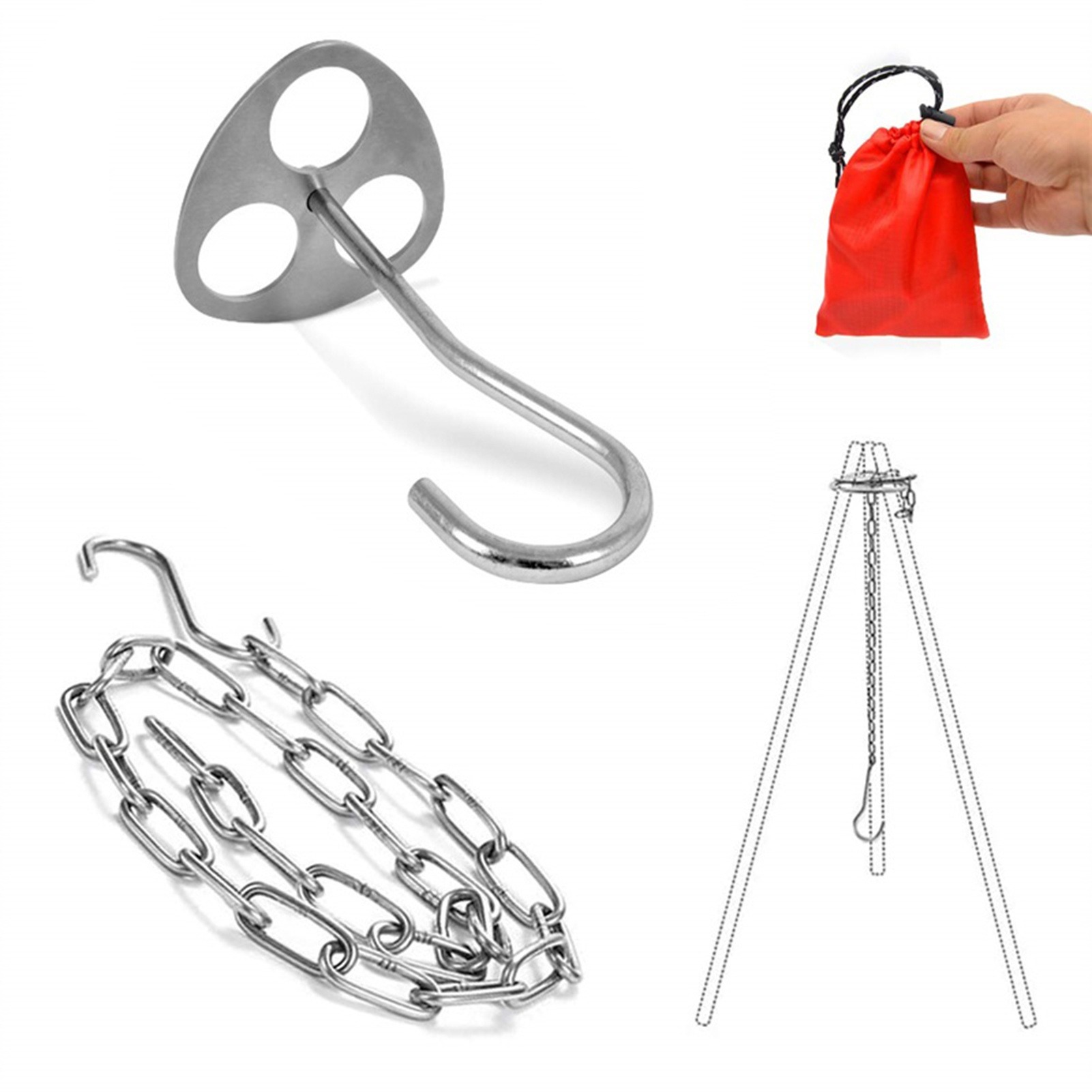 Camping Cooking Pot Tripod - Stainless Steel Camping Tripod Stand with