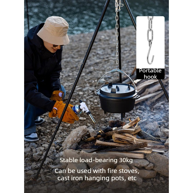 Camping Cooking Pot Tripod - Aluminum Alloy Hanging Pot Bracket Stainless