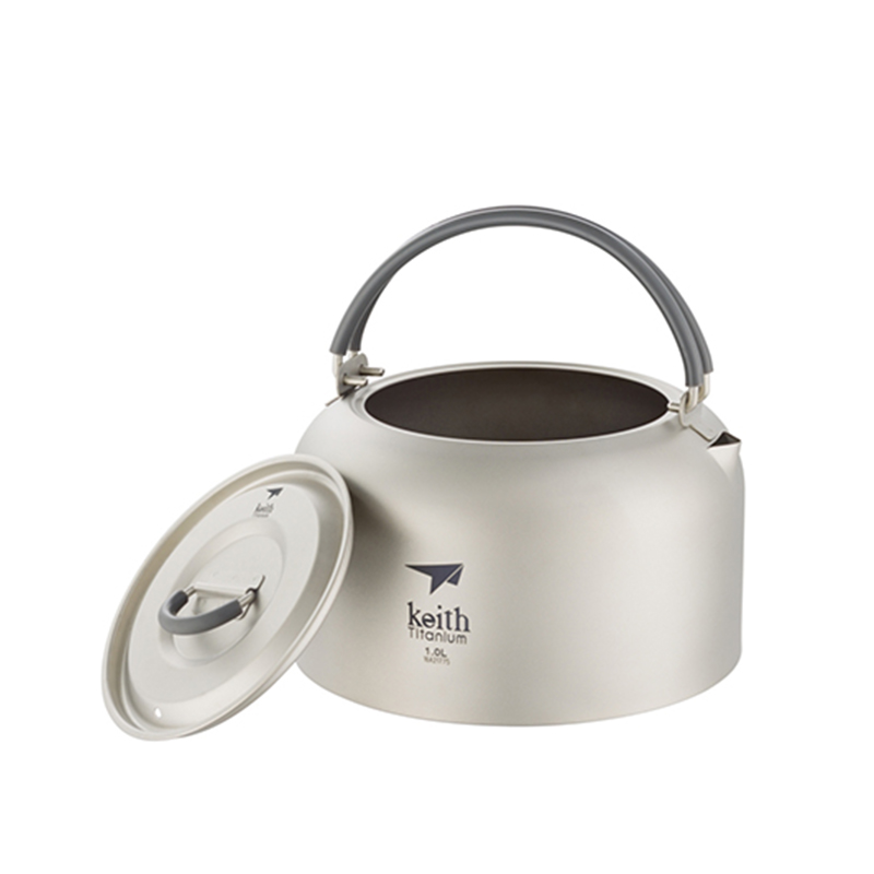 Camping Cooking System - Keith Titanium Kettle 1L, Bacteriostatic Flatware,
