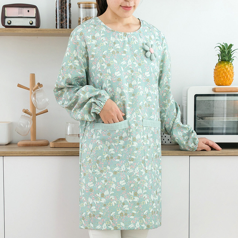 Camping Cooking Apron - Women's Cotton Long Sleeved Apron Waterproof
