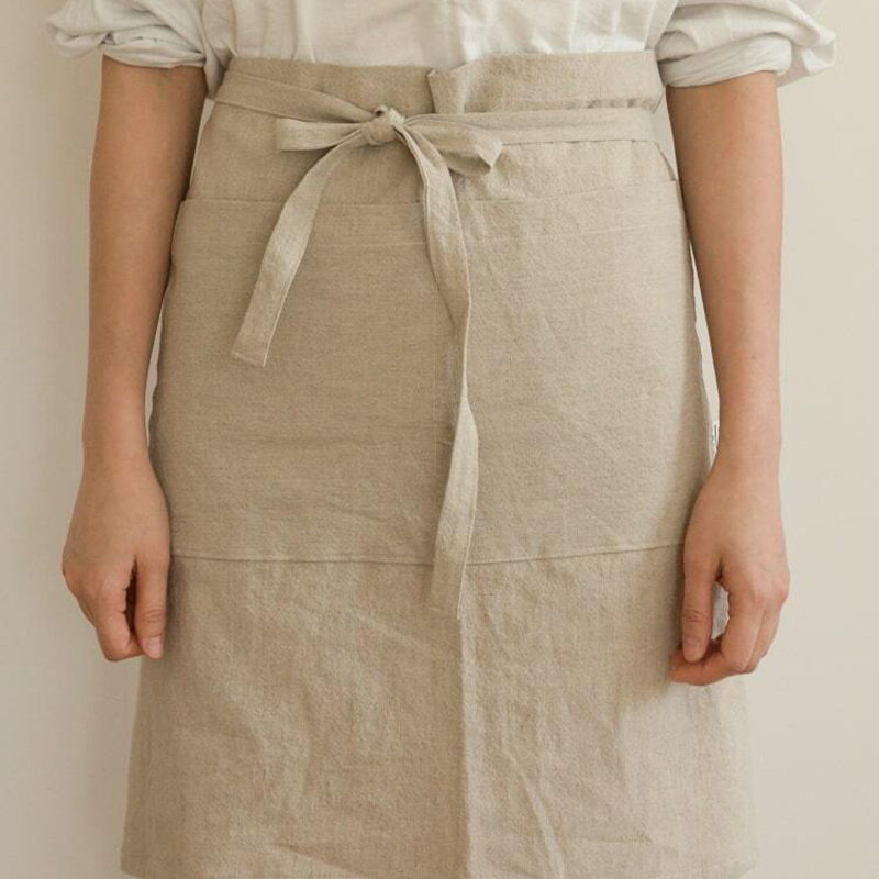 Camping Cooking Apron - Japanese Half-body Apron for Women Linen