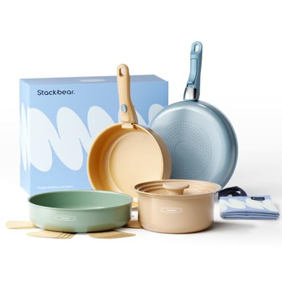 Camping Cooking Set Detachable Handle - Ceramic Cookware Set, Detachable Handle Pots
