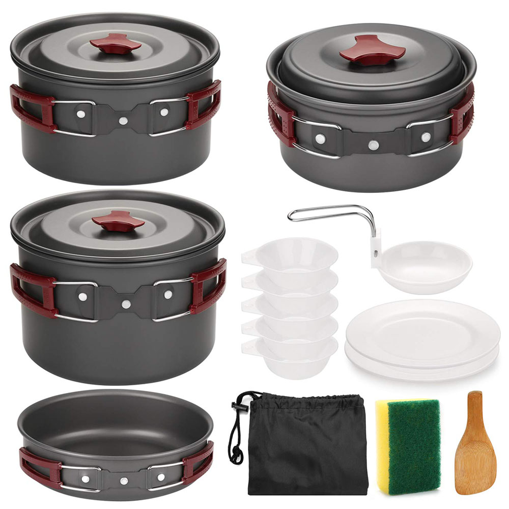 Camping Cooking Gear Set - Outdoor Camping Cookware Kit Non Stick