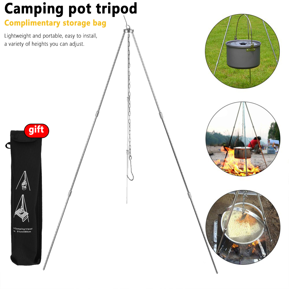 Camping Campfire Tripod for Ha - Camping Cooking Pot Tripod review and price