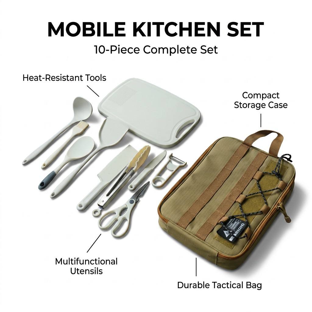 Portable 9Pcs Camping Kitchenw - Quechua Camping Cooking Set review and price