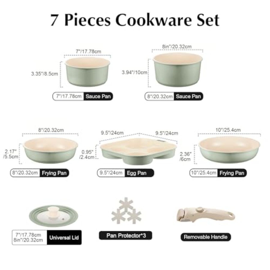 Ceramic Pots and Pans Set Non  - Camping Cooking Set Detachable Handle review and price