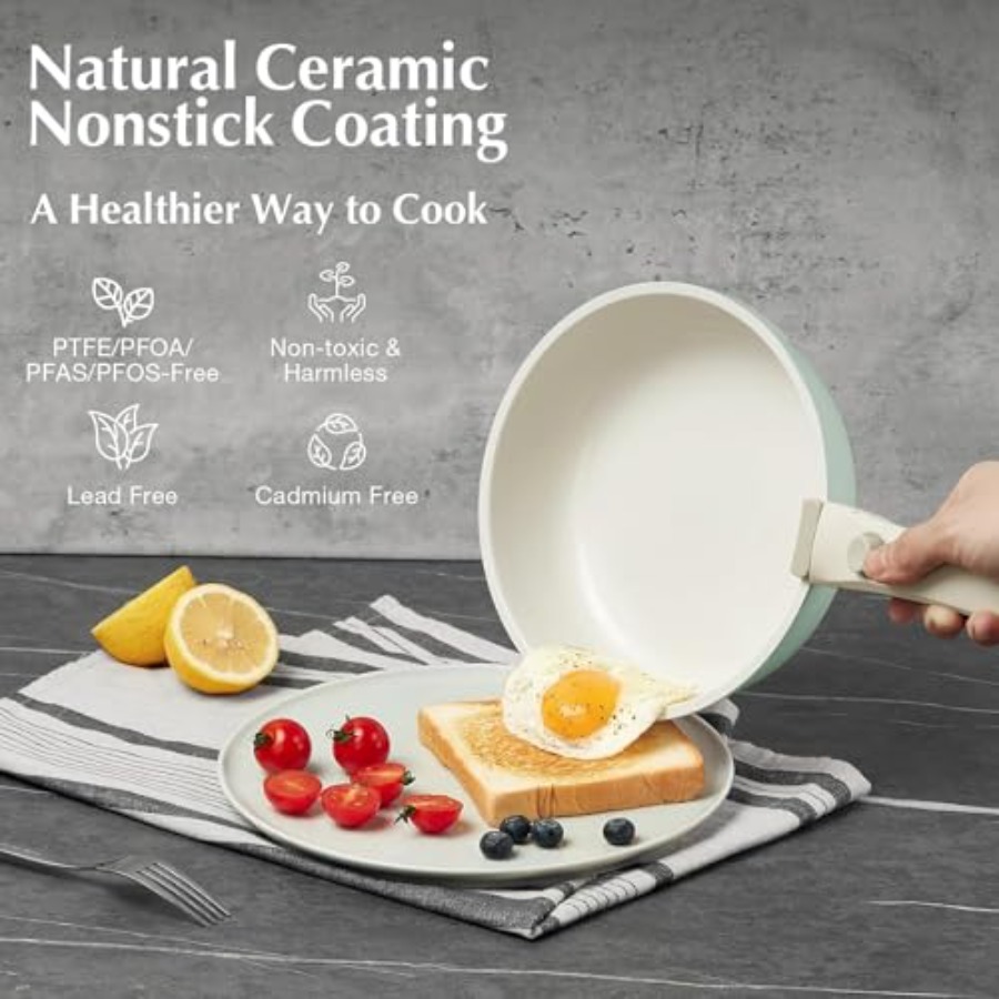 Ceramic Pots and Pans Set Non  - Camping Cooking Set Detachable Handle review and price