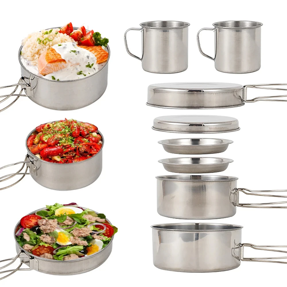 8pcs/Set Camping Cookware Mess - Camping Cooking Plate review and price