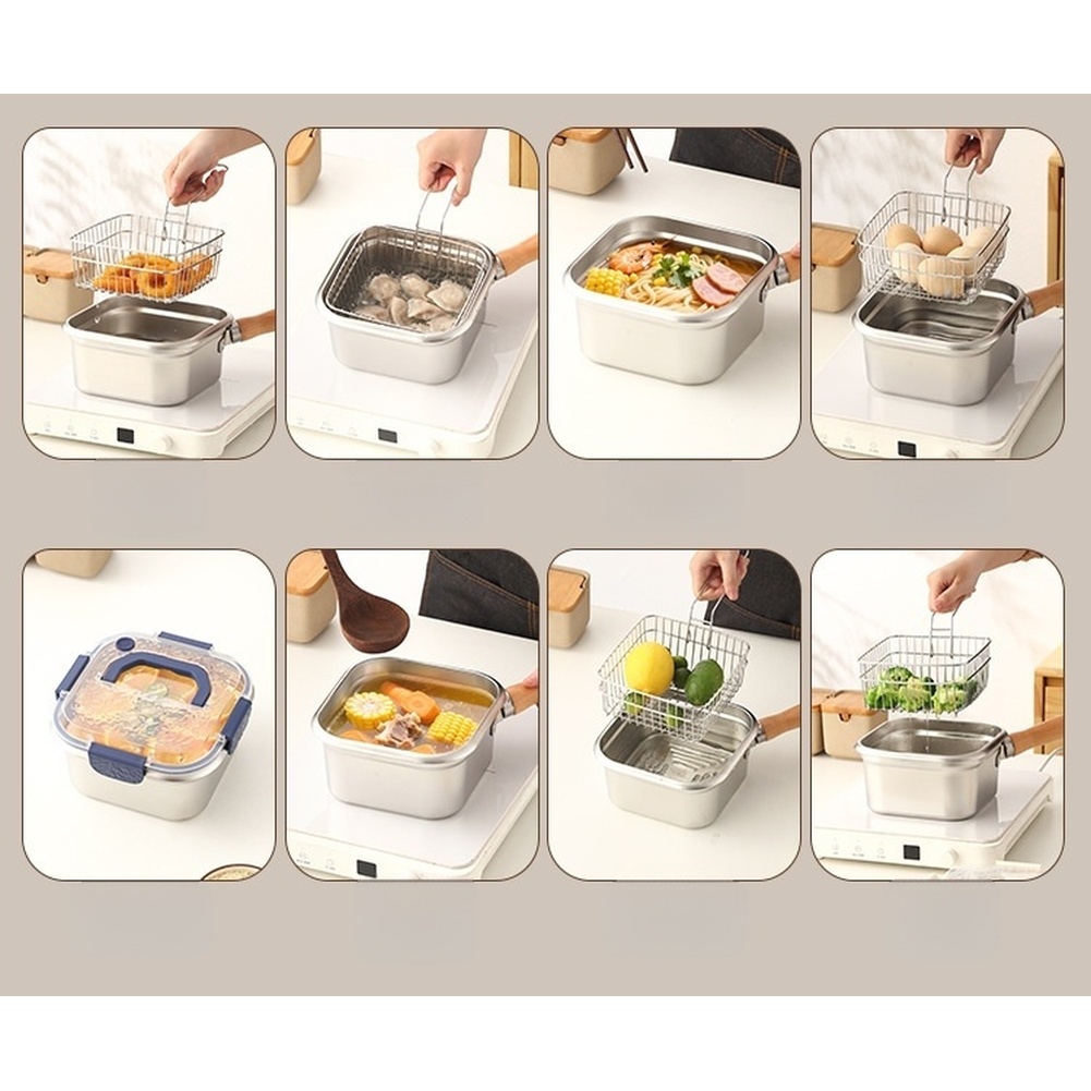 1 Set 316 Stainless Steel Squa - Camping Cooking Set Detachable Handle review and price