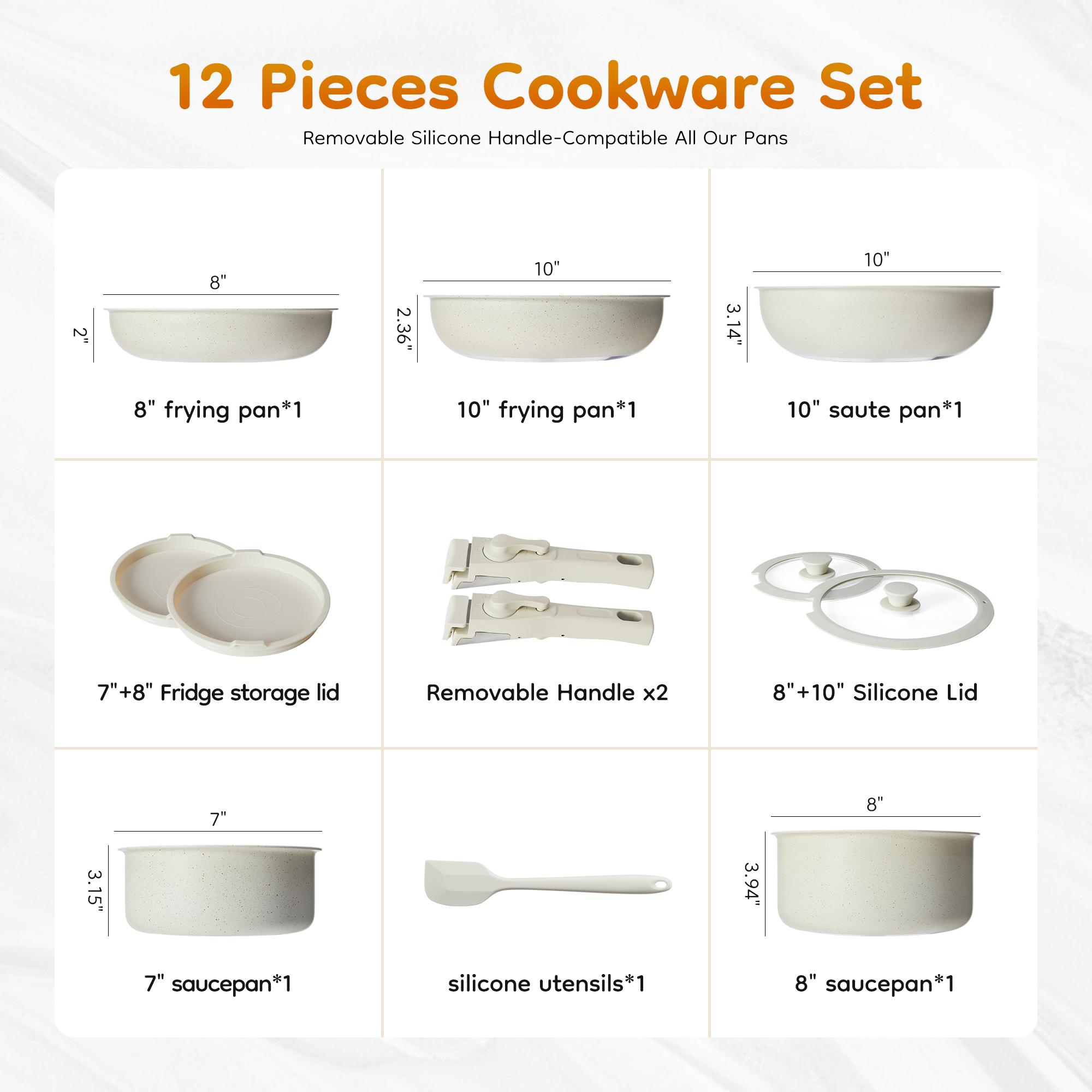 12Pcs Nonstick Pots and Pans S - Camping Cooking Set Detachable Handle review and price