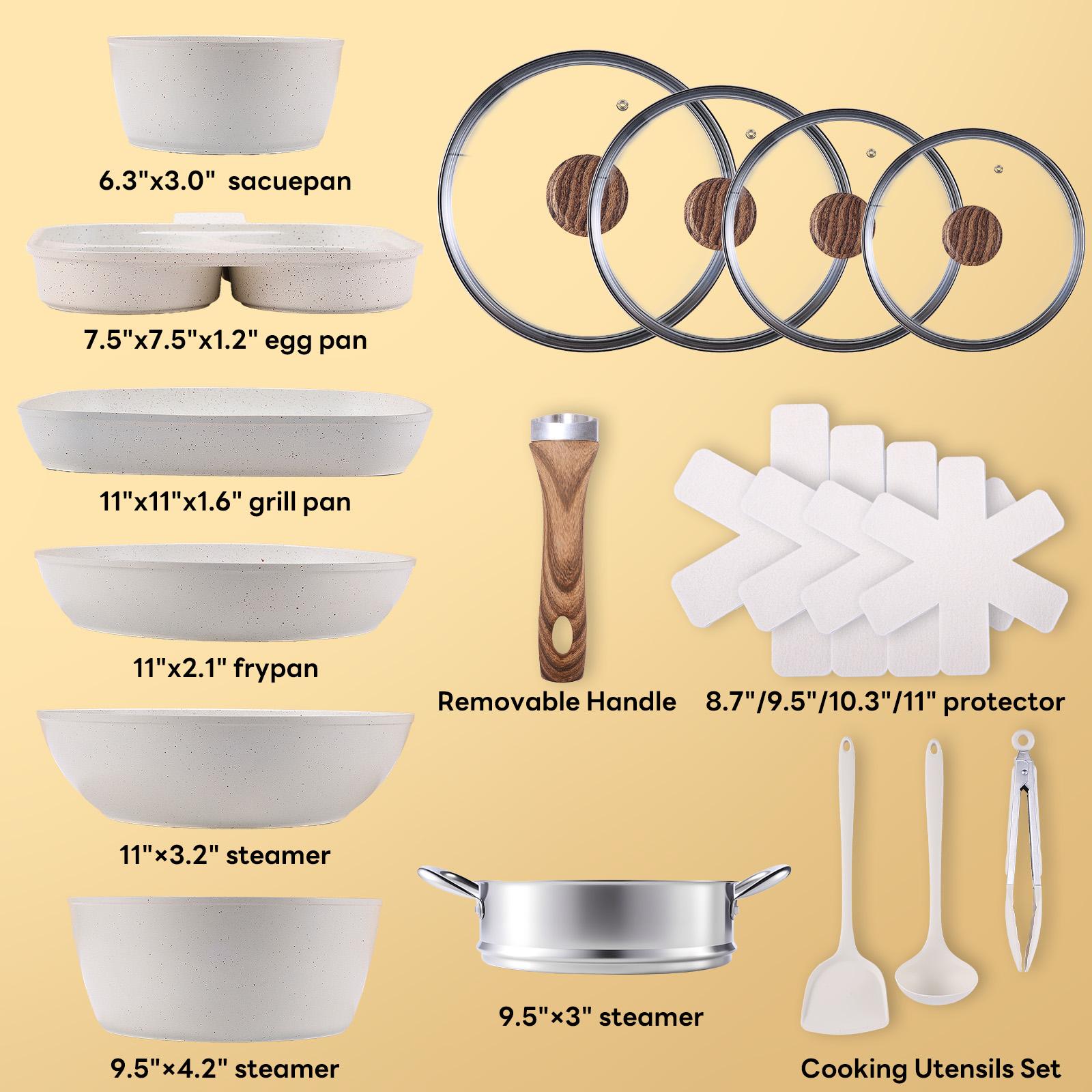 12Pcs Nonstick Pots and Pans S - Camping Cooking Set Detachable Handle review and price