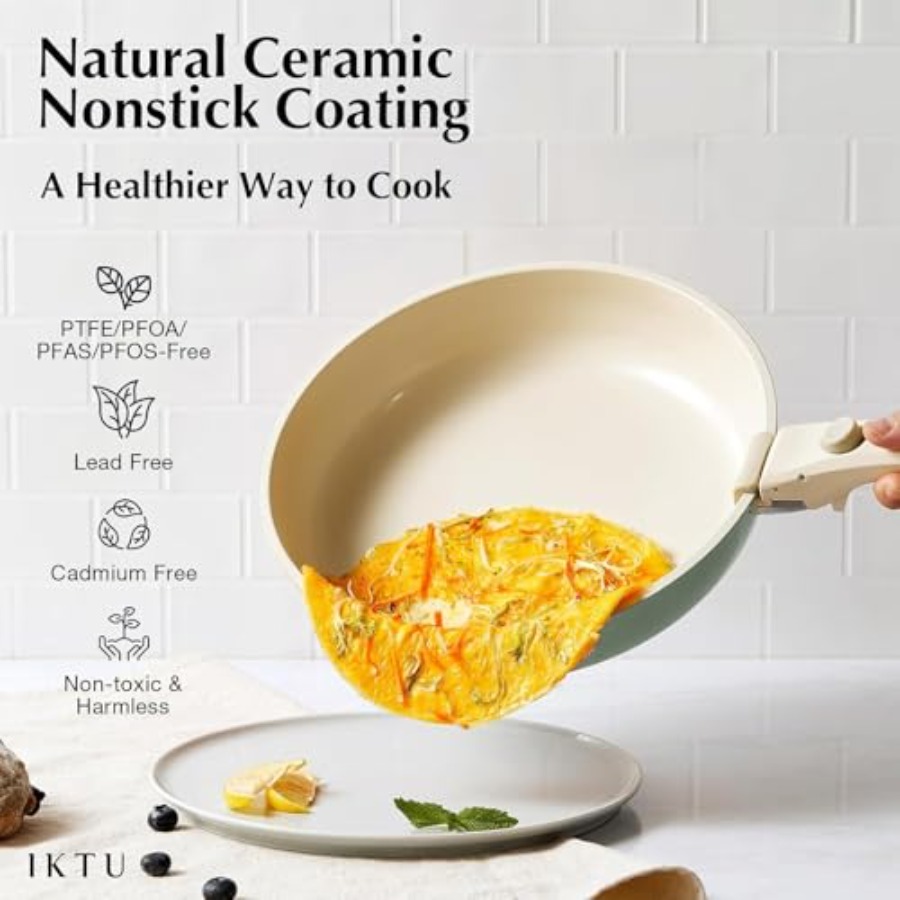 Ceramic Pots and Pans Set Non  - Camping Cooking Set Detachable Handle review and price