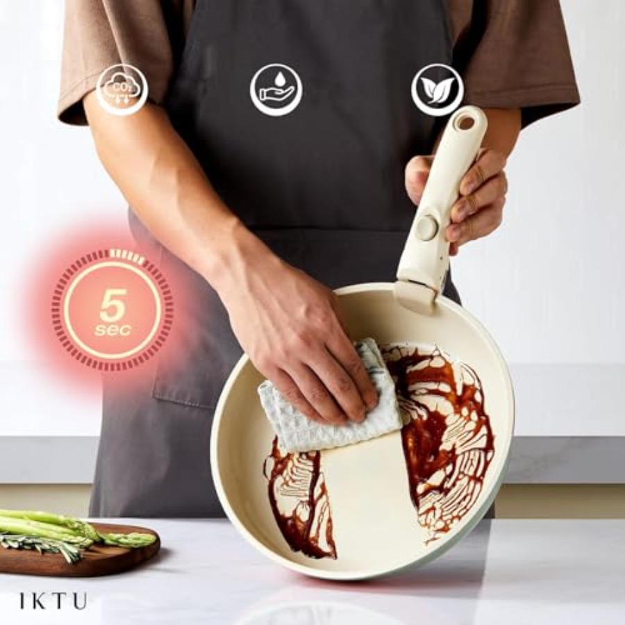 Ceramic Pots and Pans Set Non  - Camping Cooking Set Detachable Handle review and price