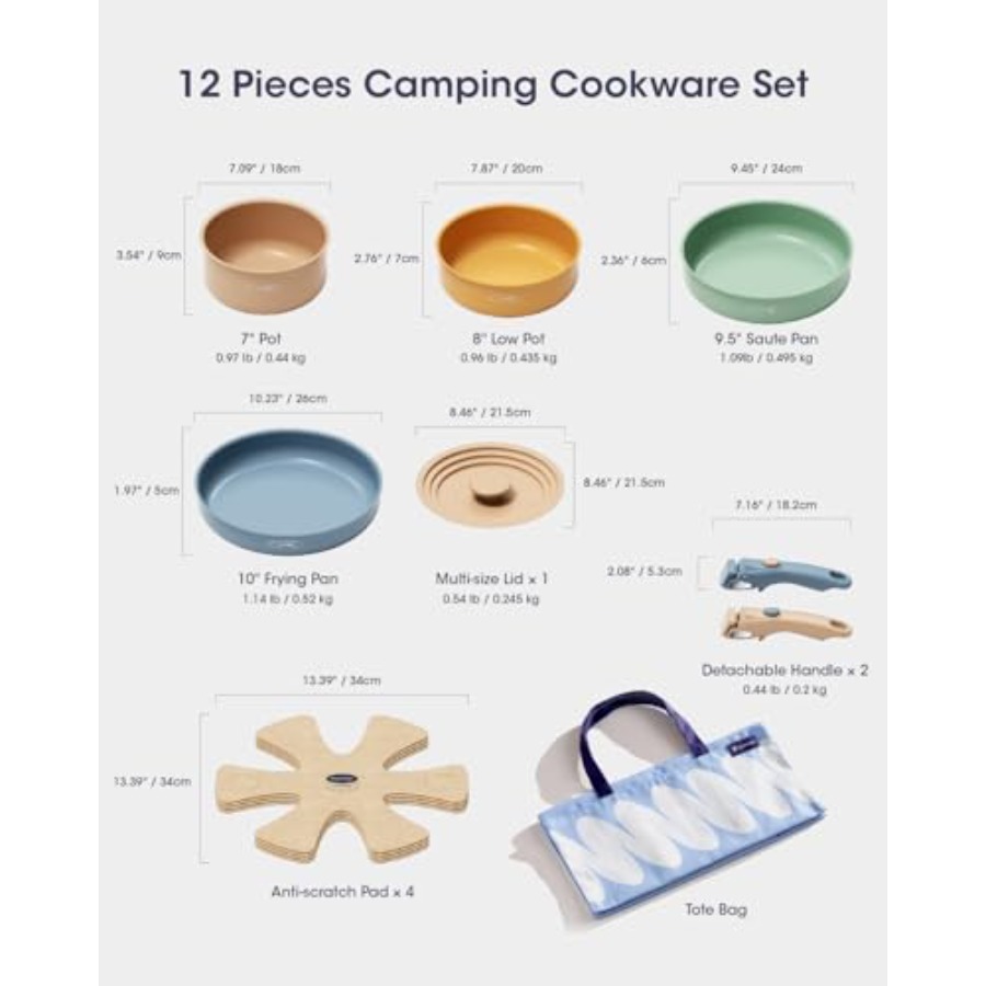Ceramic Cookware Set, Detachab - Camping Cooking Set Detachable Handle review and price