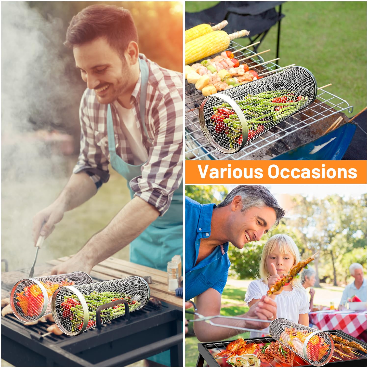 2 Pieces Rolling Grilling Bask - Camping Cooking Mesh review and price