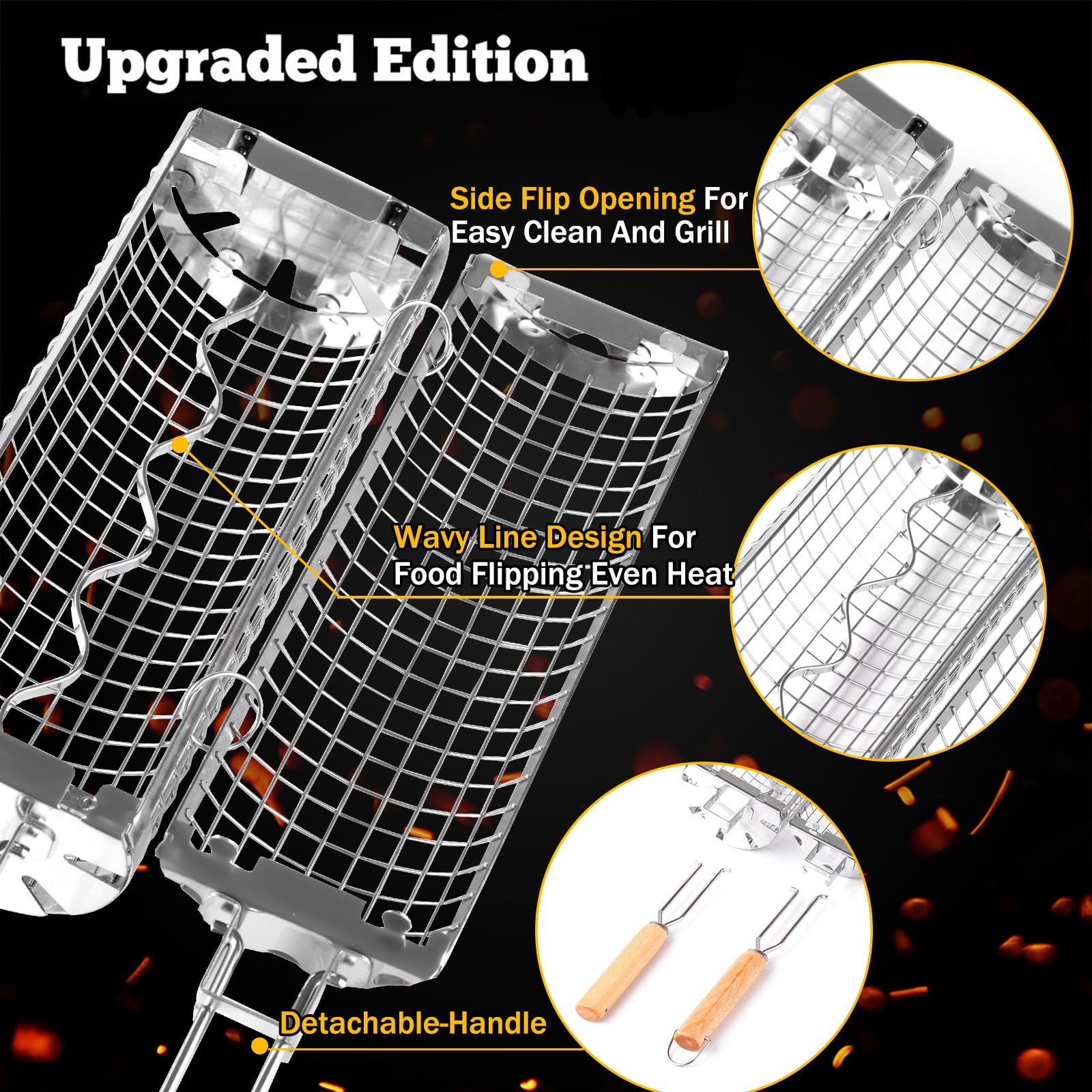 BUYYES Rolling Grill Basket BB - Camping Cooking Mesh review and price