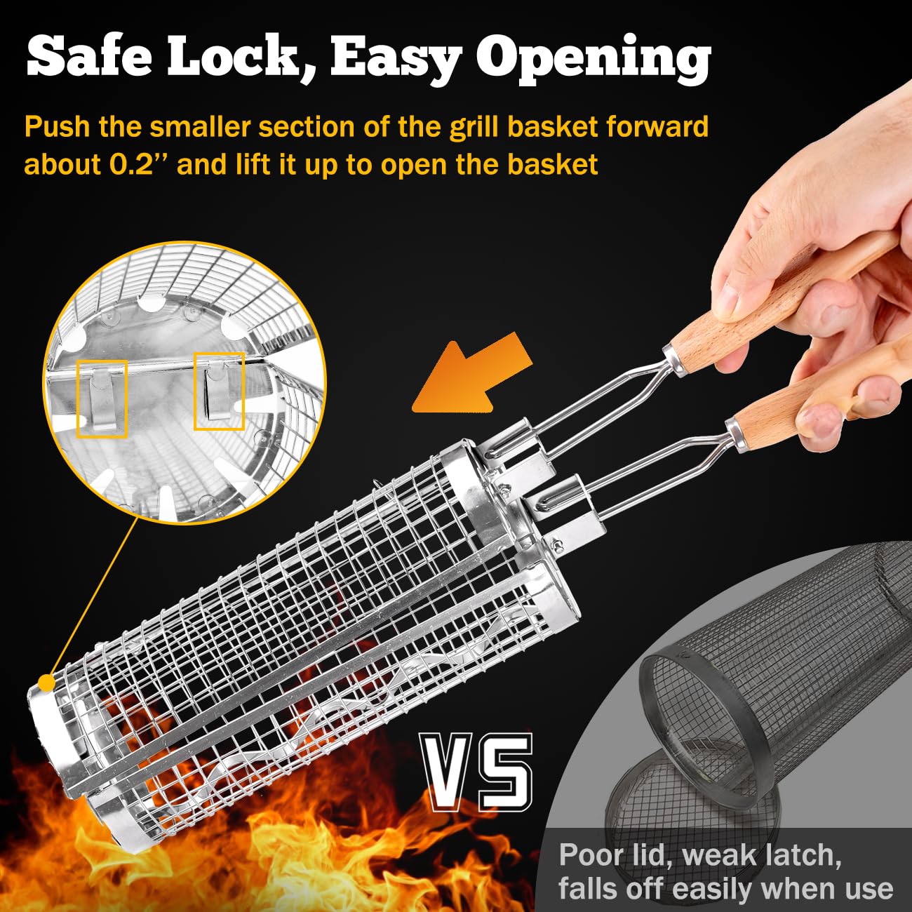 BUYYES Rolling Grill Basket BB - Camping Cooking Mesh review and price